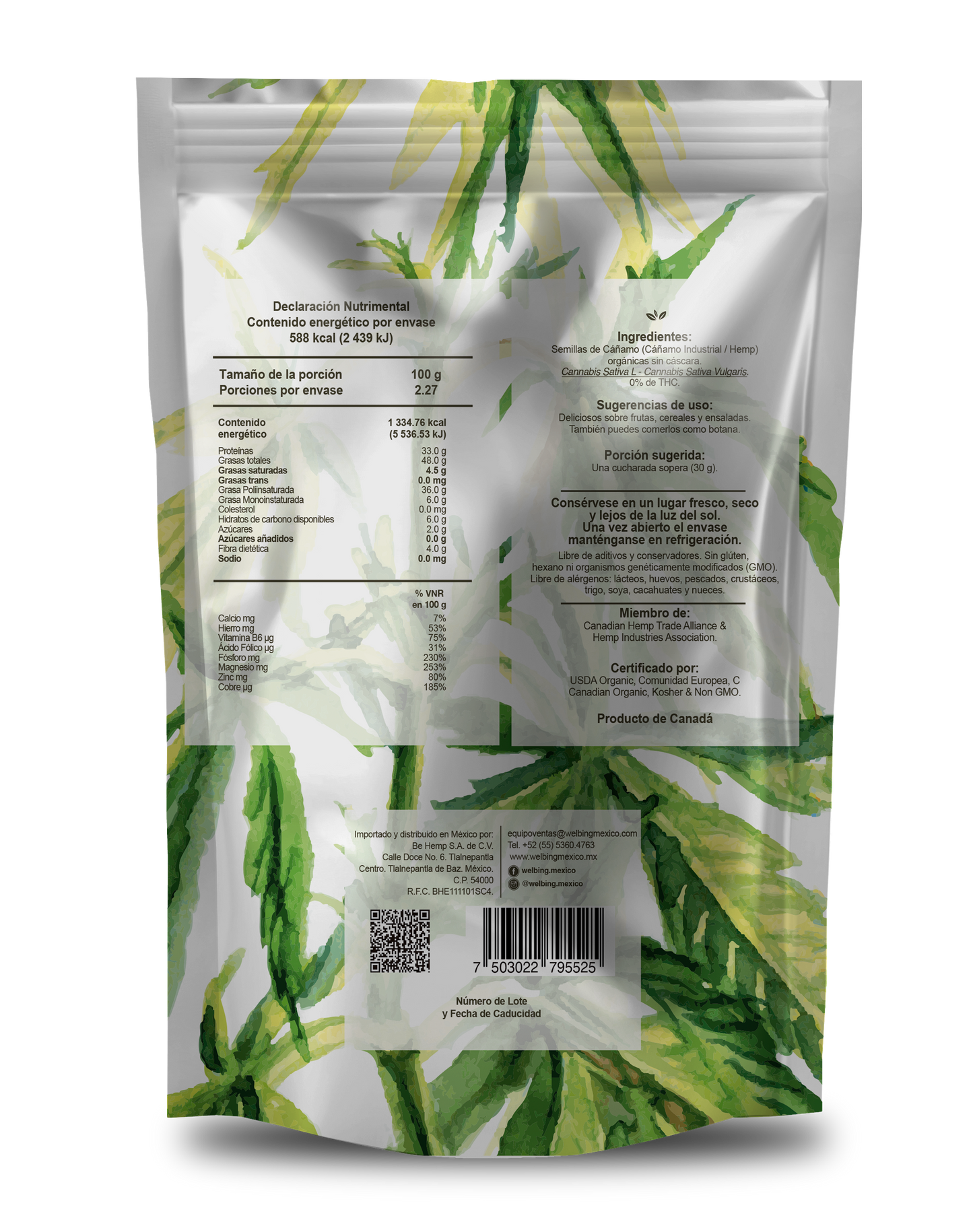 Corazones de hemp orgánicos 227 g - Sensum Foods