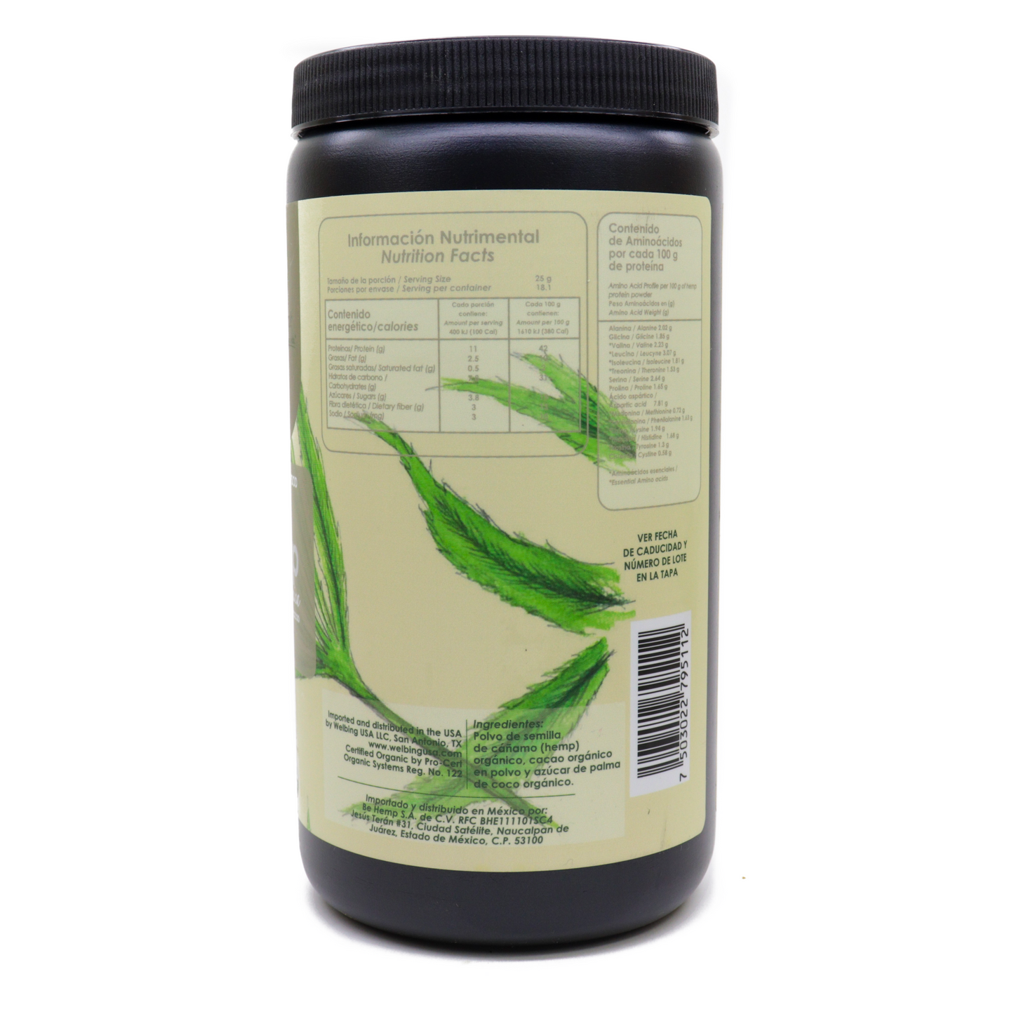 Proteína de hemp orgánica con cacao - Be Hemp!