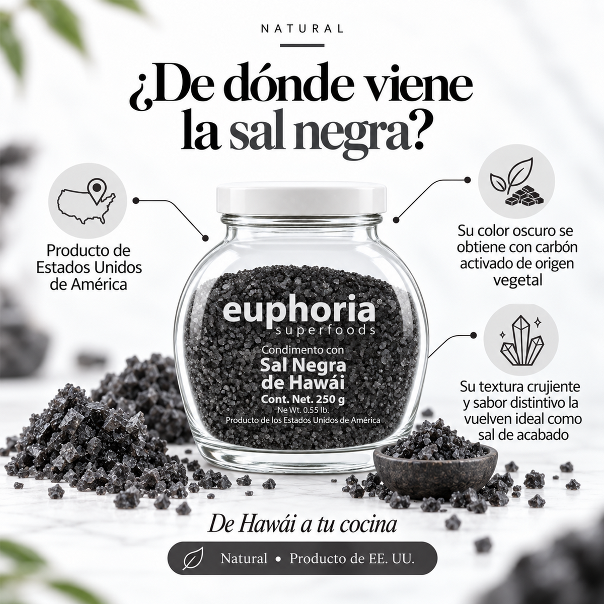 Sal Negra de Hawai Natural