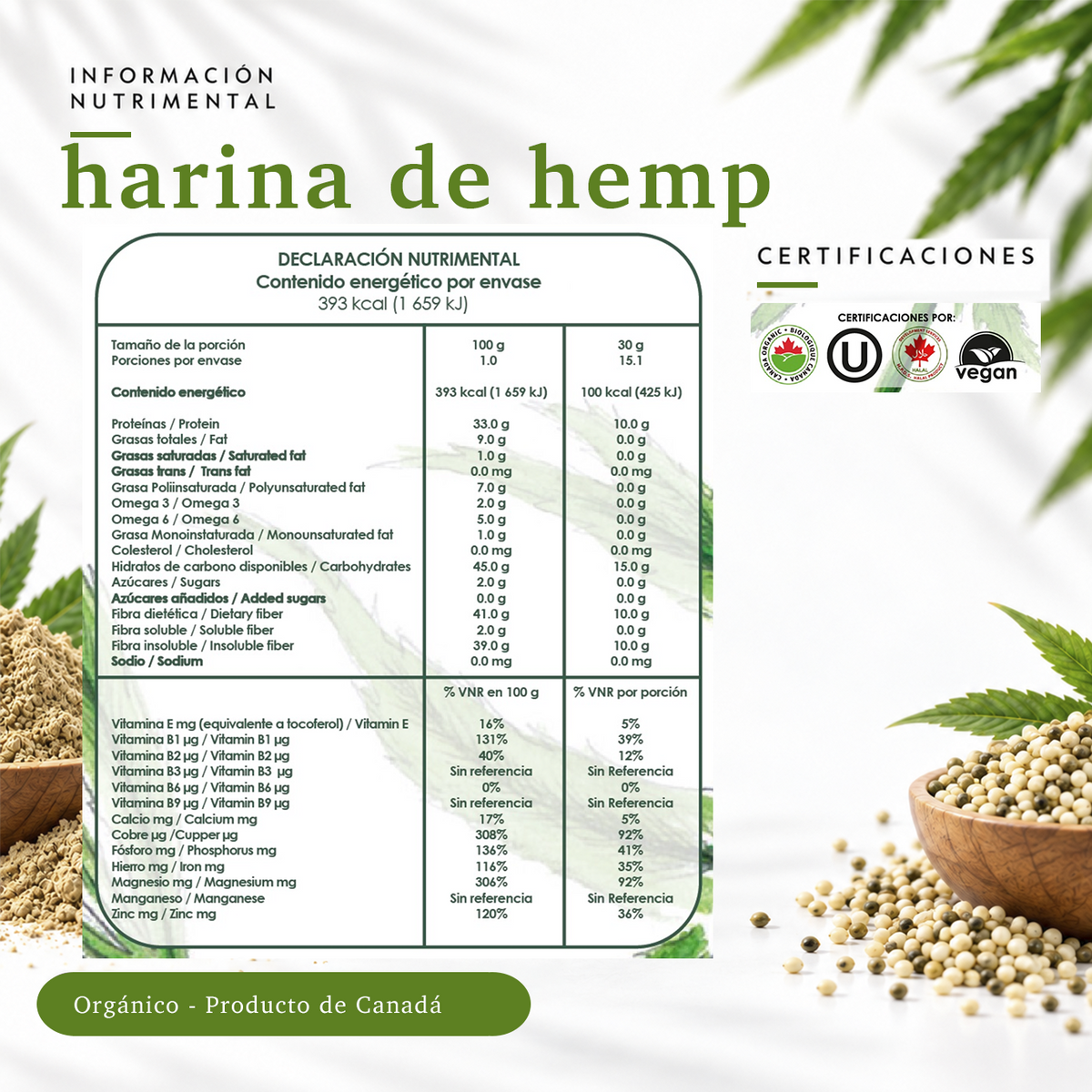 Harina de hemp orgánica