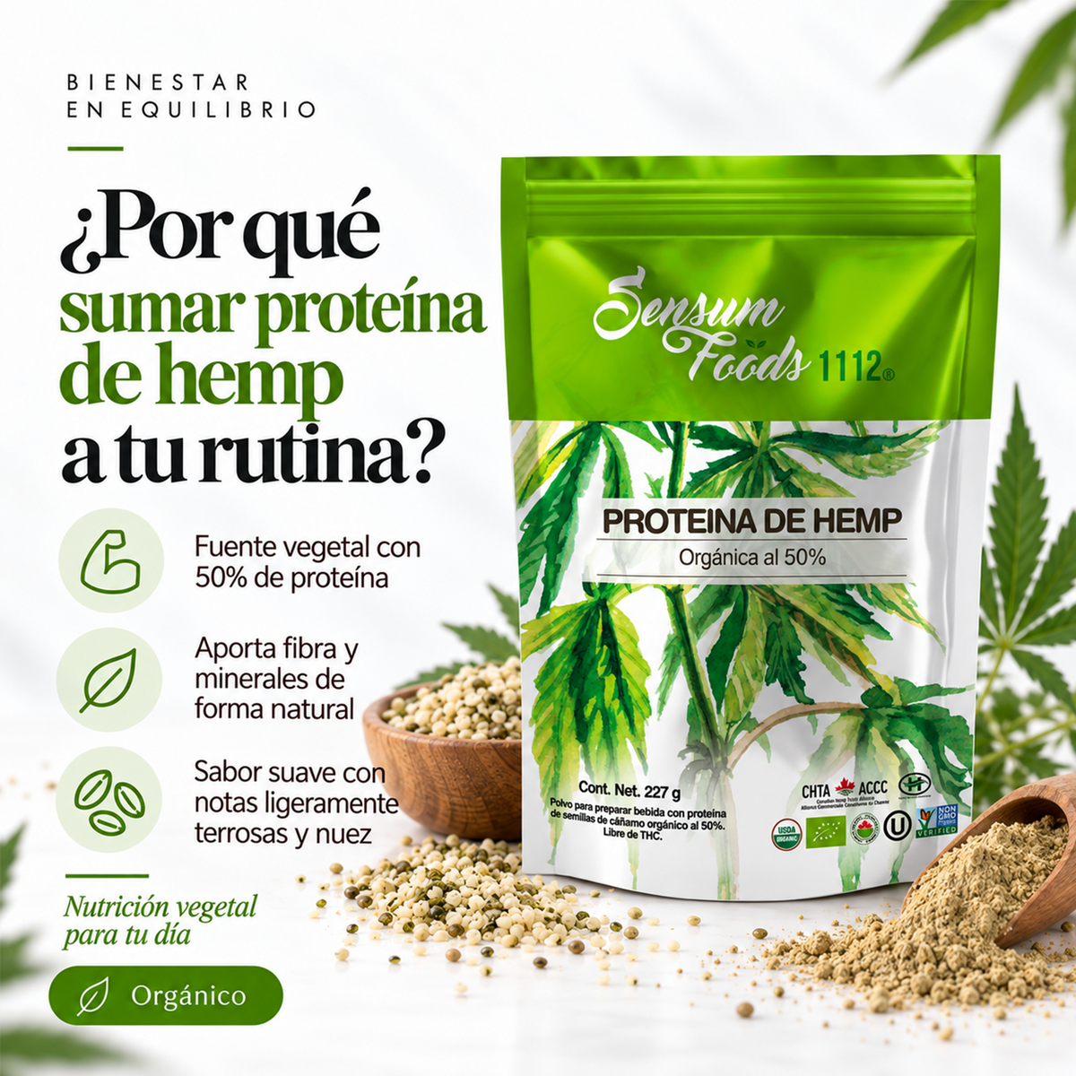 Proteína de hemp orgánica
