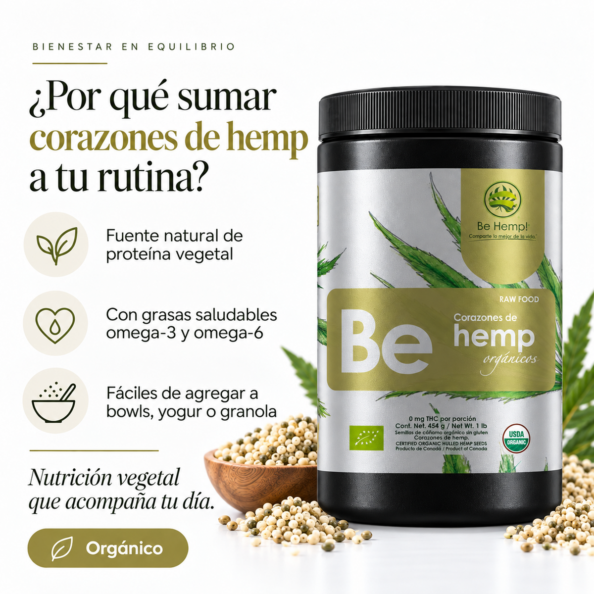 Corazones de hemp orgánicos