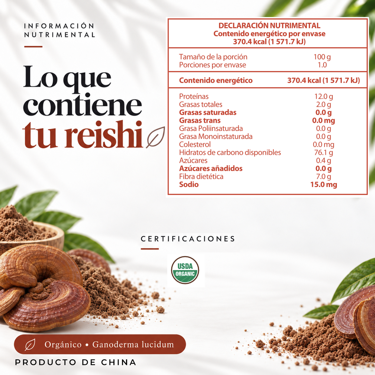 Hongo Reishi Orgánico