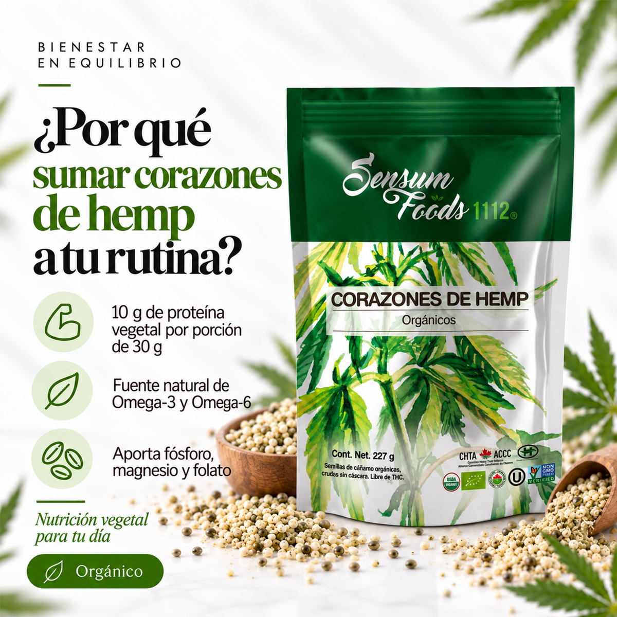 Corazones de hemp orgánicos