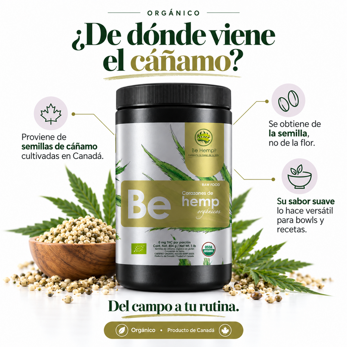 Corazones de hemp orgánicos