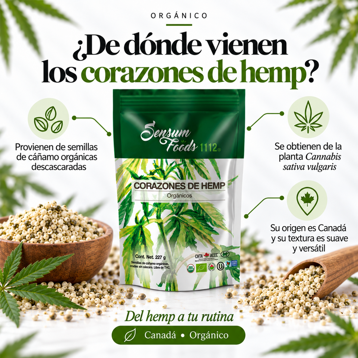 Corazones de hemp orgánicos