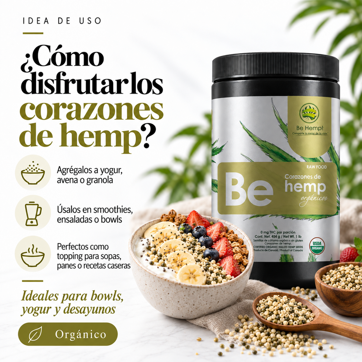 Corazones de hemp orgánicos