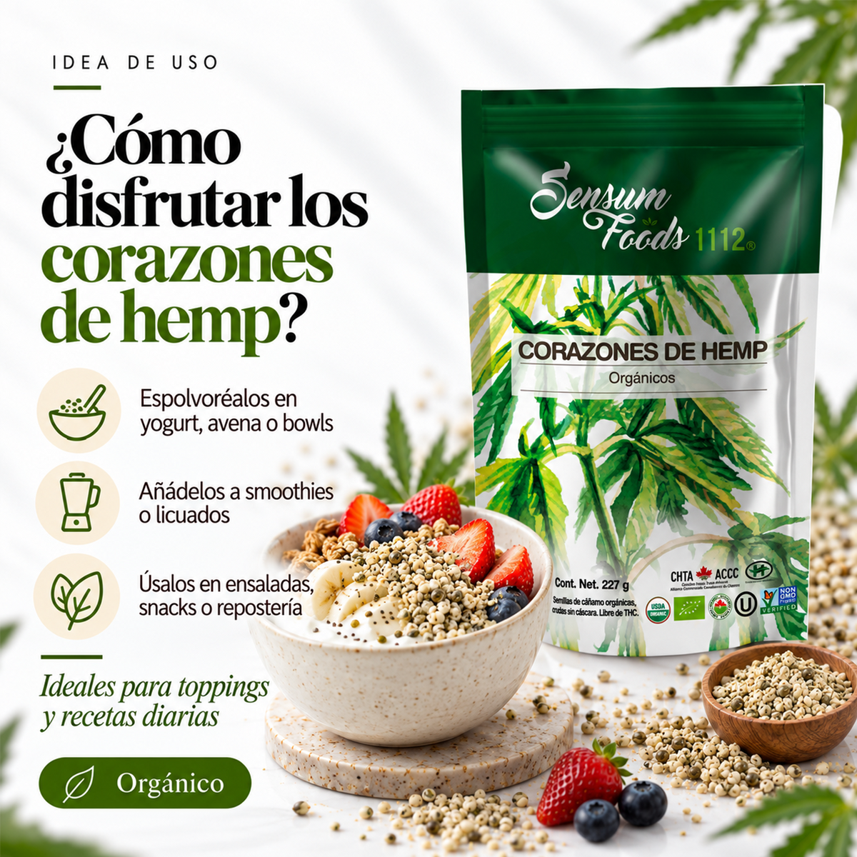 Corazones de hemp orgánicos