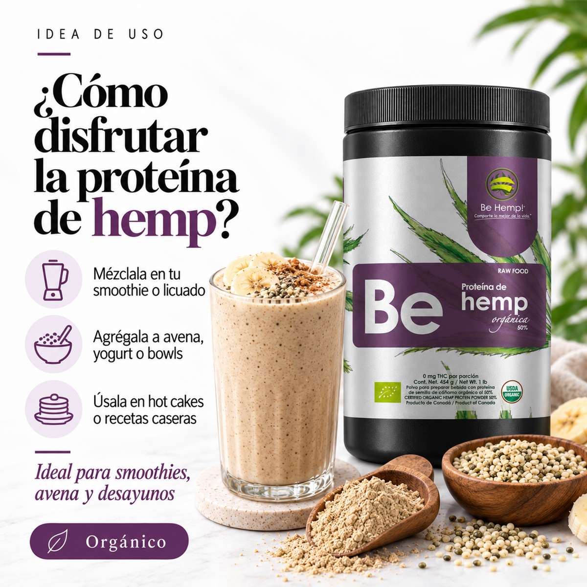 Proteína de hemp orgánica