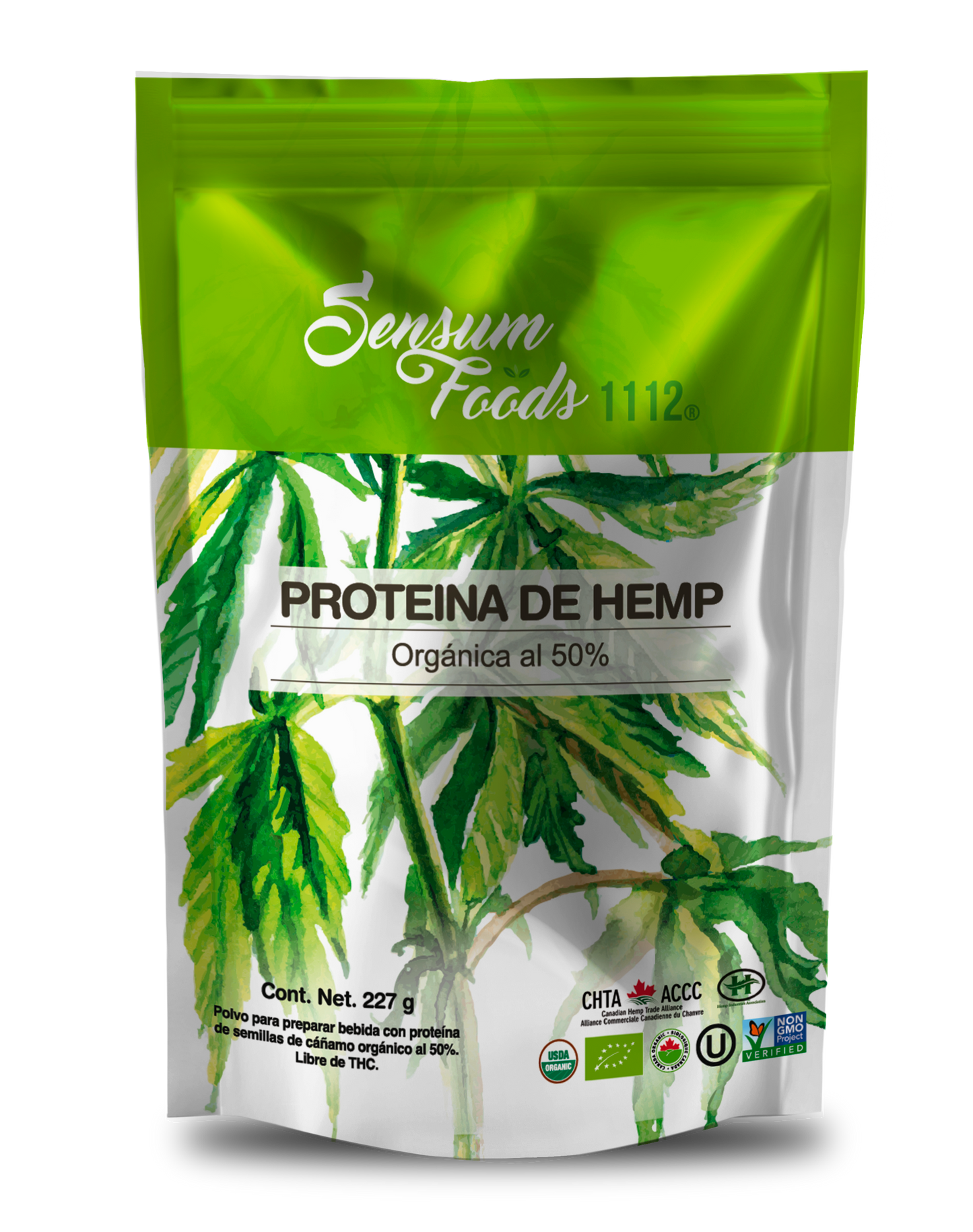 Proteína de hemp orgánica al 50% 227 g - Sensum Foods