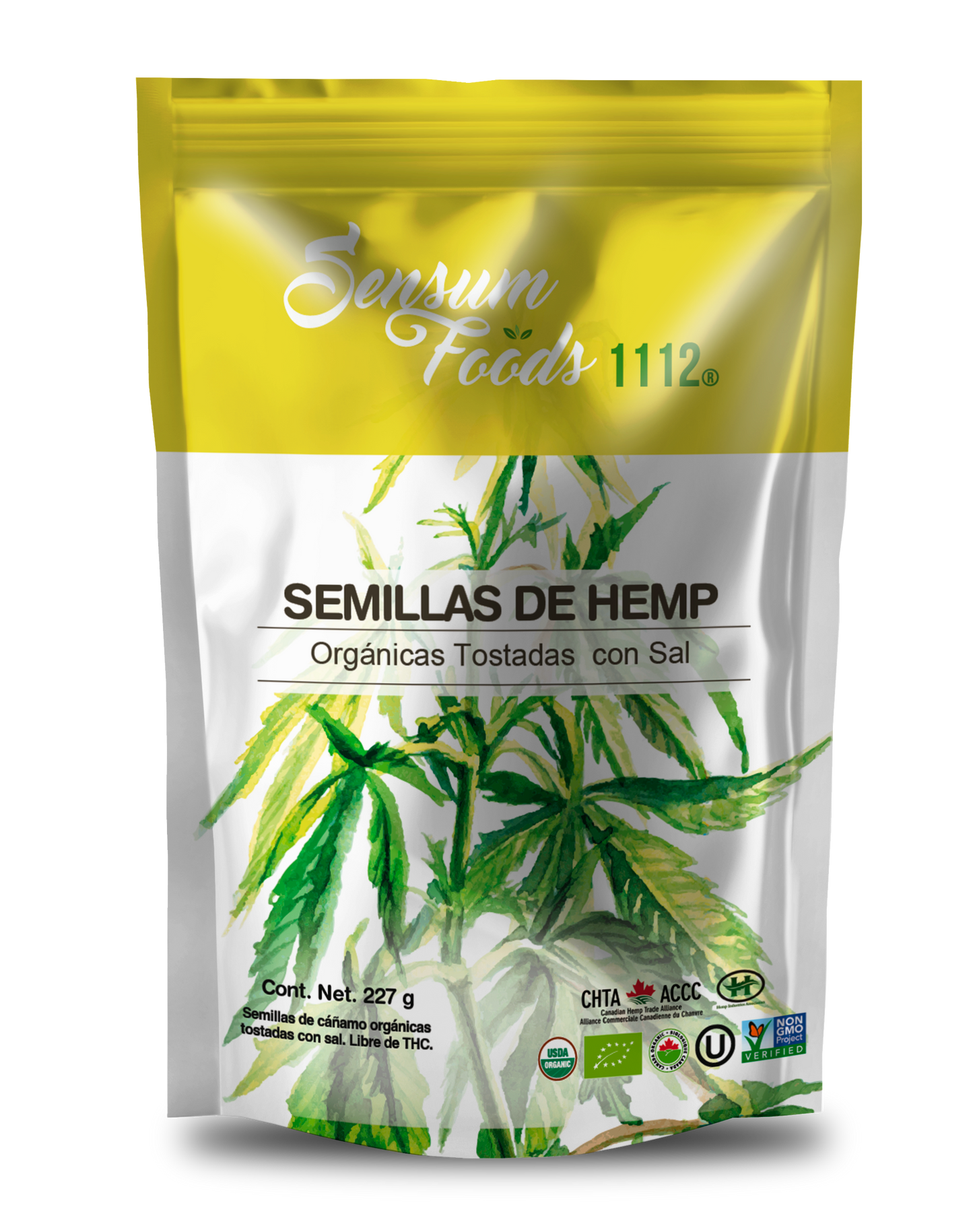 semillas de hemp tostadas y con sal de mar orgánicas 227 g - Sensum Foods