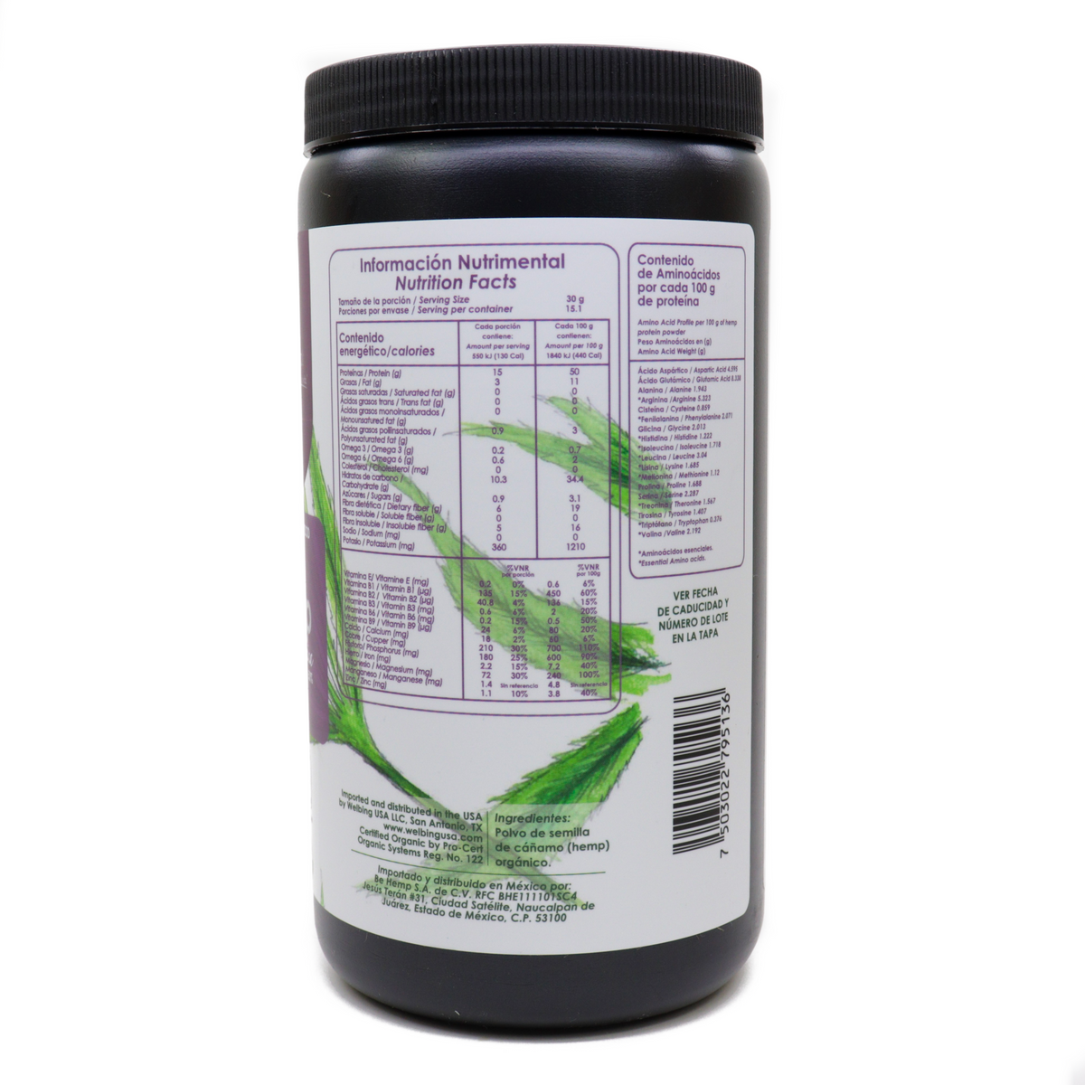 Proteína de hemp orgánica al 50%