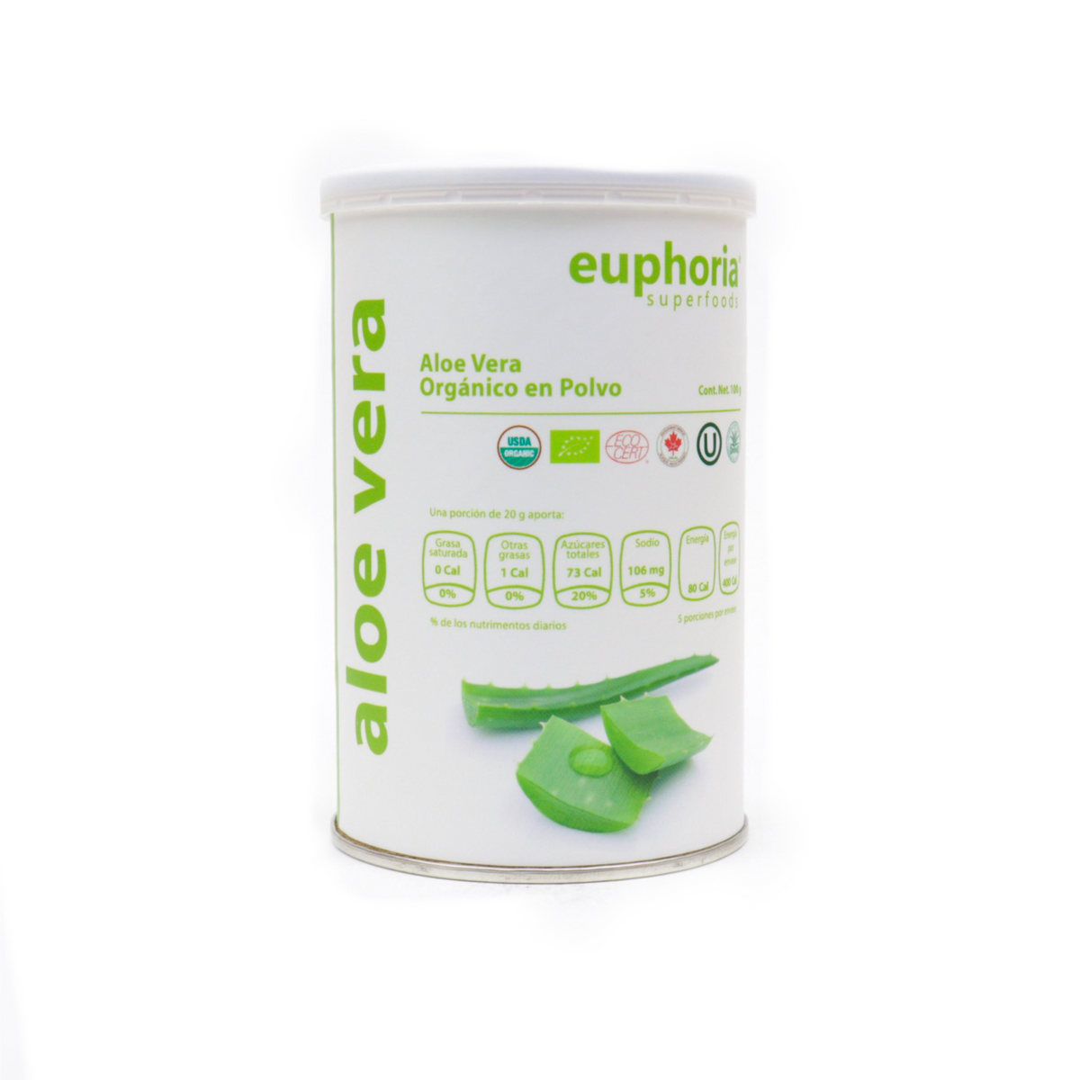Euphoria Superfoods Aloe vera orgánico 100 g Welbing Mx